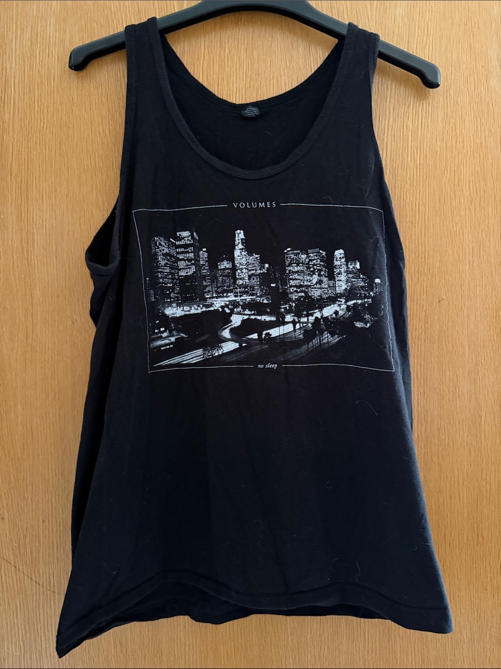 Volumes band Black Tank Top with Cityscape Graphic